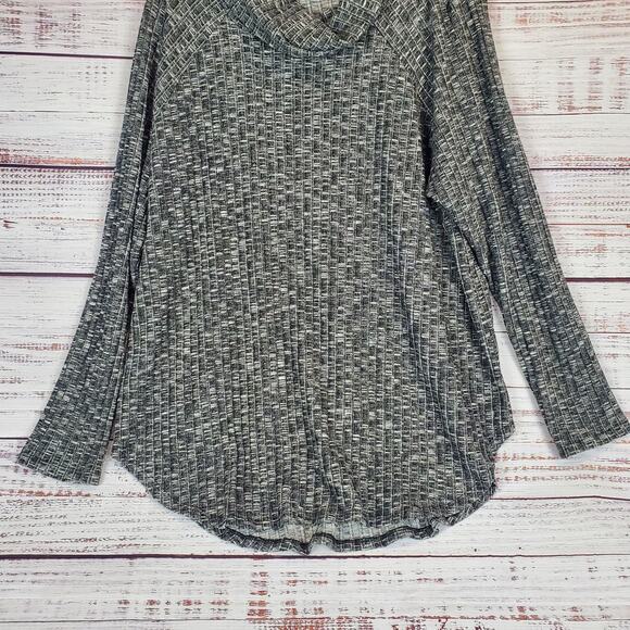 Michael Stars Lightweight Cowl Neck Gray White Ribbed Knit Sweater Size 2XL - Picture 5 of 9